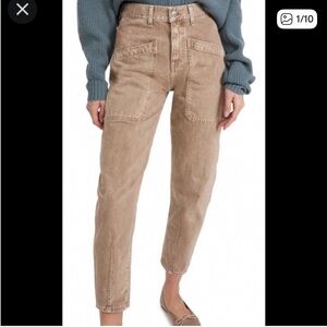 Veronica Beard Charlie Patch Jeans in Tan Sierra, 26
